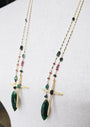 Sacred Vision | Green Tourmaline & Ruby Zoisite Cross Statement Necklace - UnicU Jewelry by Izabela Roginski