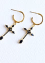 Seed of Promise | Black Cross & 14k Gold Vermeil Hoop Earrings - UnicU Jewelry by Izabela Roginski