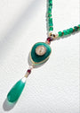 Miraculous Medallion | Green Onyx, Green Agate, Freshwater Pearls and African Red Garnet Necklace - UnicU Jewelry by Izabela Roginski