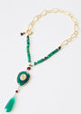 Miraculous Medallion | Green Onyx, Green Agate, Freshwater Pearls and African Red Garnet Necklace - UnicU Jewelry by Izabela Roginski
