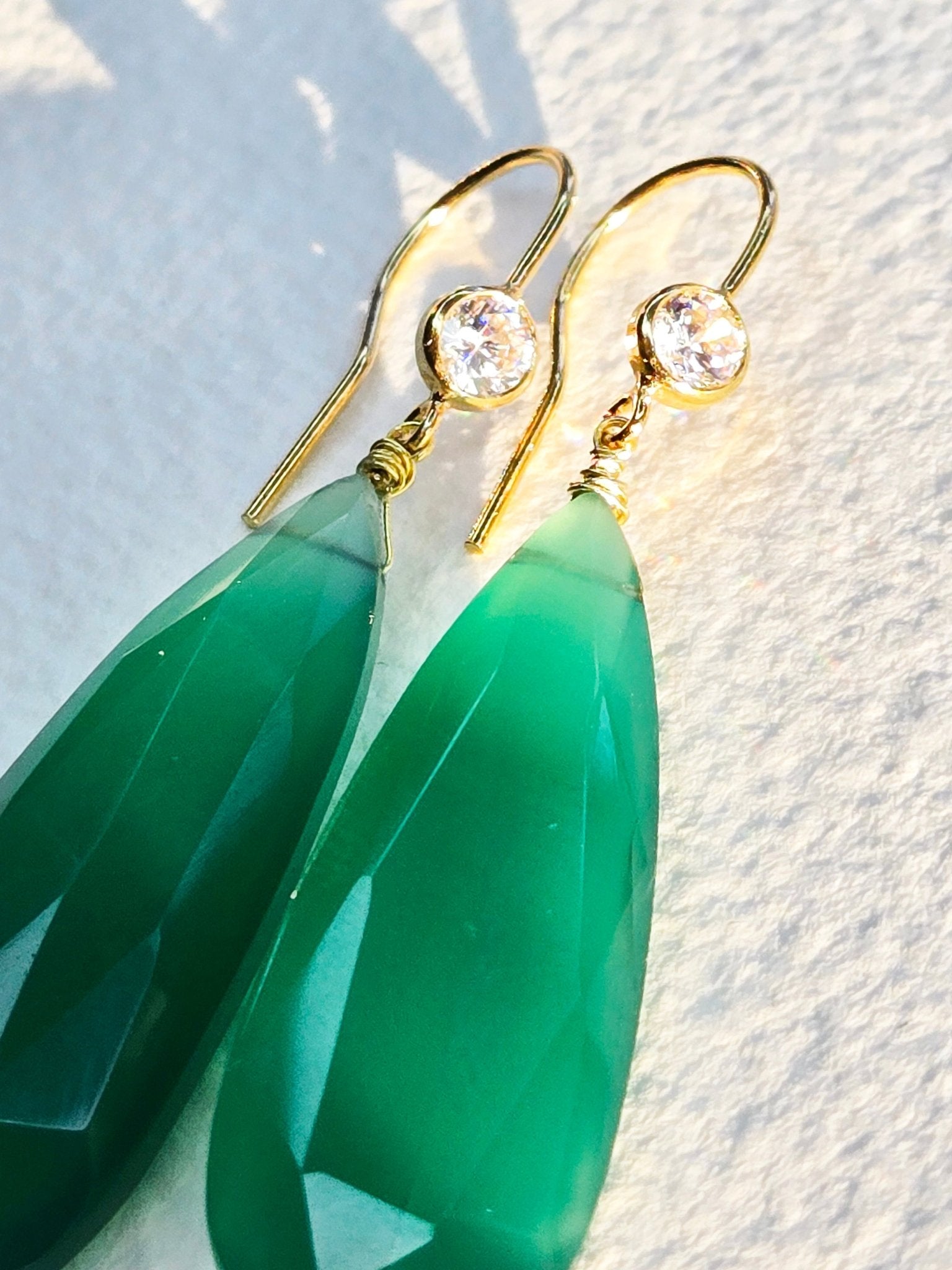Miraculous Medallion | Green Onyx Statement Earrings in 14k Gold - Filled - UnicU Jewelry by Izabela Roginski