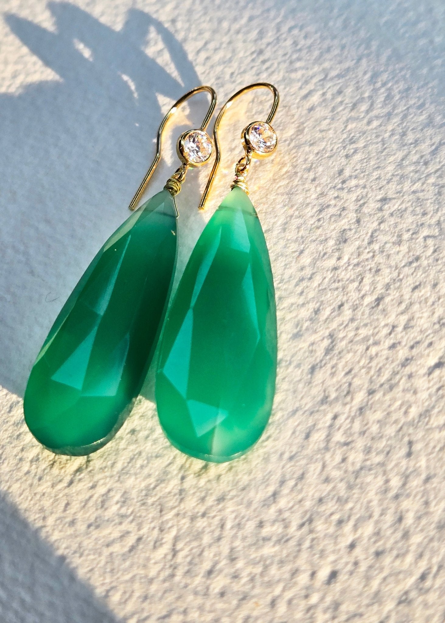 Miraculous Medallion | Green Onyx Statement Earrings in 14k Gold - Filled - UnicU Jewelry by Izabela Roginski