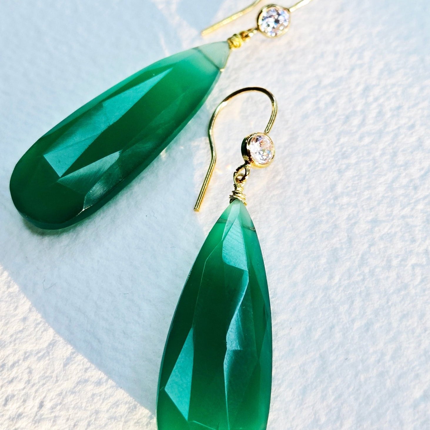 Miraculous Medallion | Green Onyx Statement Earrings in 14k Gold - Filled - UnicU Jewelry by Izabela Roginski