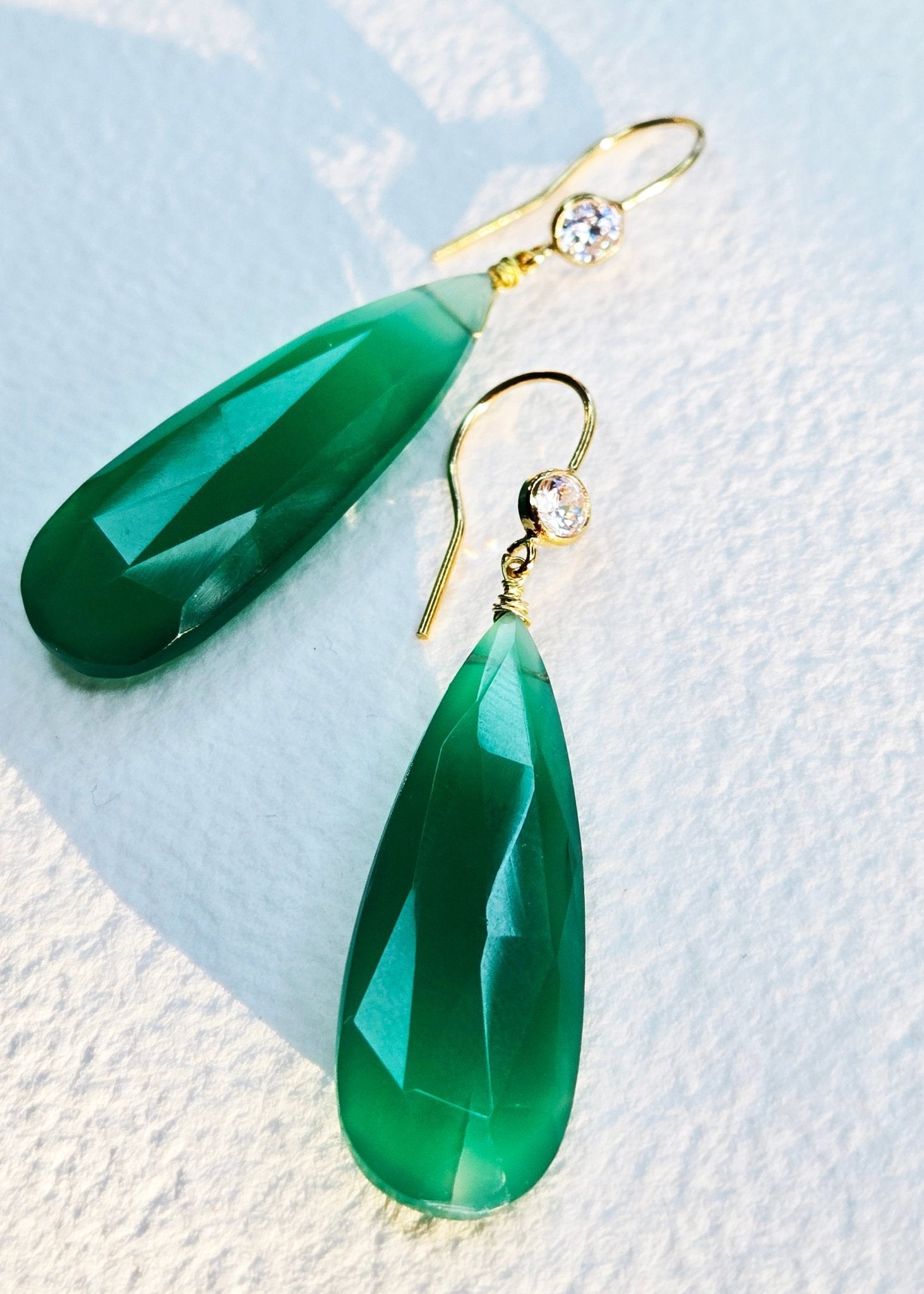 Miraculous Medallion | Green Onyx Statement Earrings in 14k Gold - Filled - UnicU Jewelry by Izabela Roginski