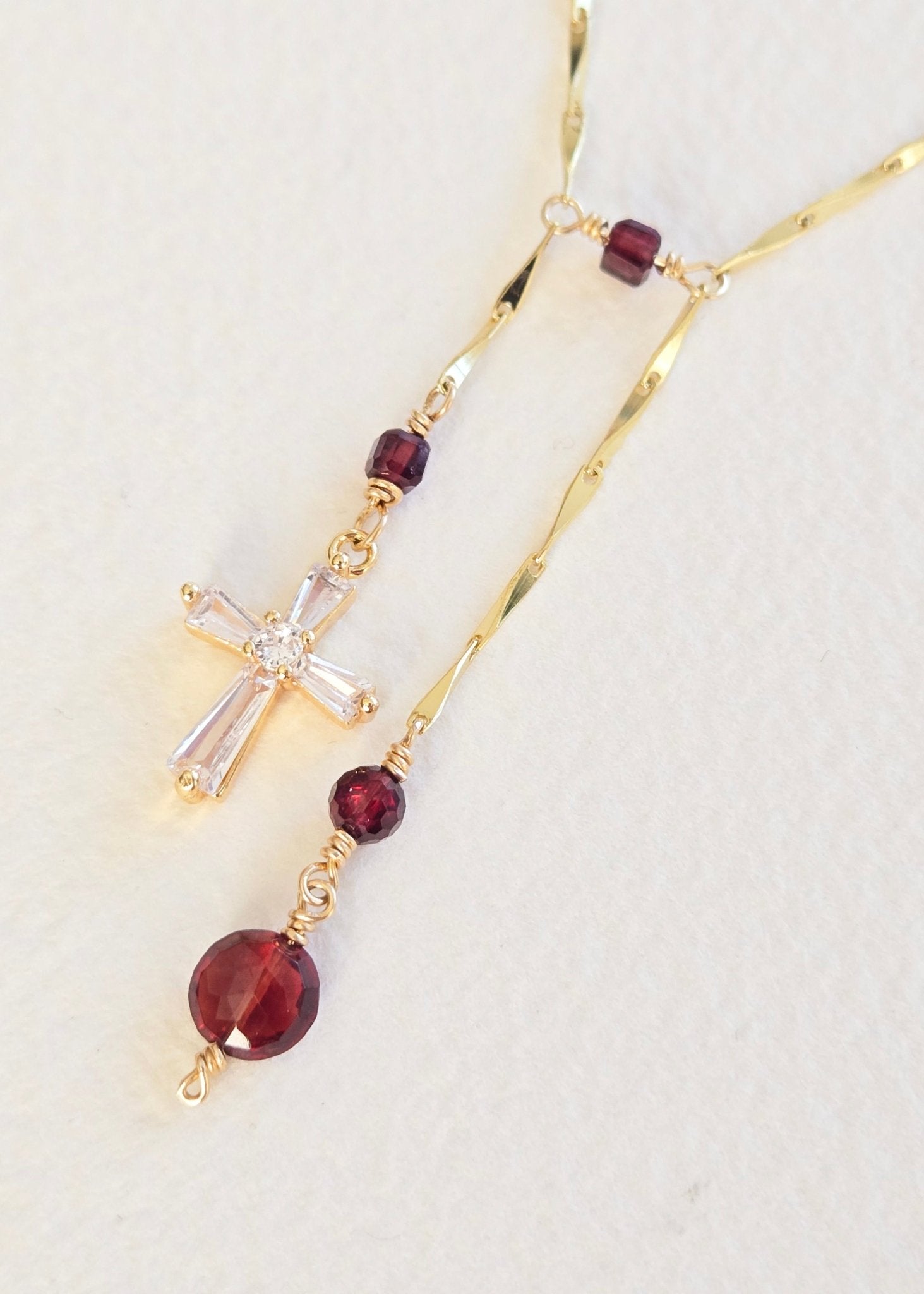 Seeds of Plenty | Abundance Red Garnet Cross Necklace - UnicU Jewelry by Izabela Roginski