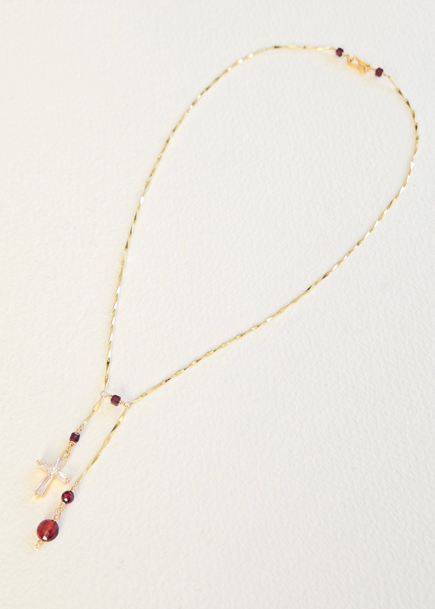 Seeds of Plenty | Abundance Red Garnet Cross Necklace - UnicU Jewelry by Izabela Roginski