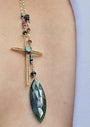 Sacred Vision | Green Tourmaline & Ruby Zoisite Cross Statement Necklace - UnicU Jewelry by Izabela Roginski