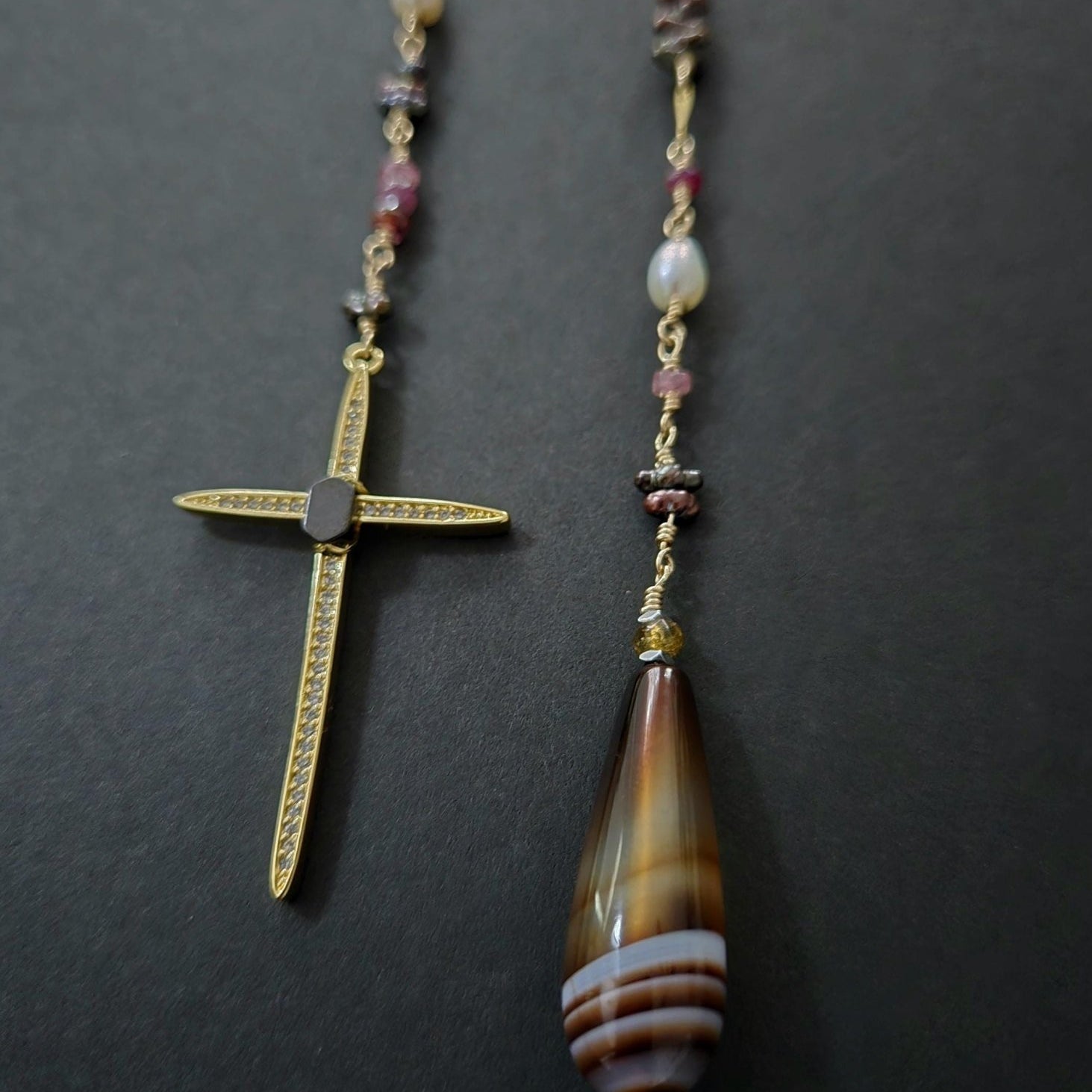 Sacred Vision | Tibetan Agate & Pearl Open Strand - UnicU Jewelry by Izabela Roginski