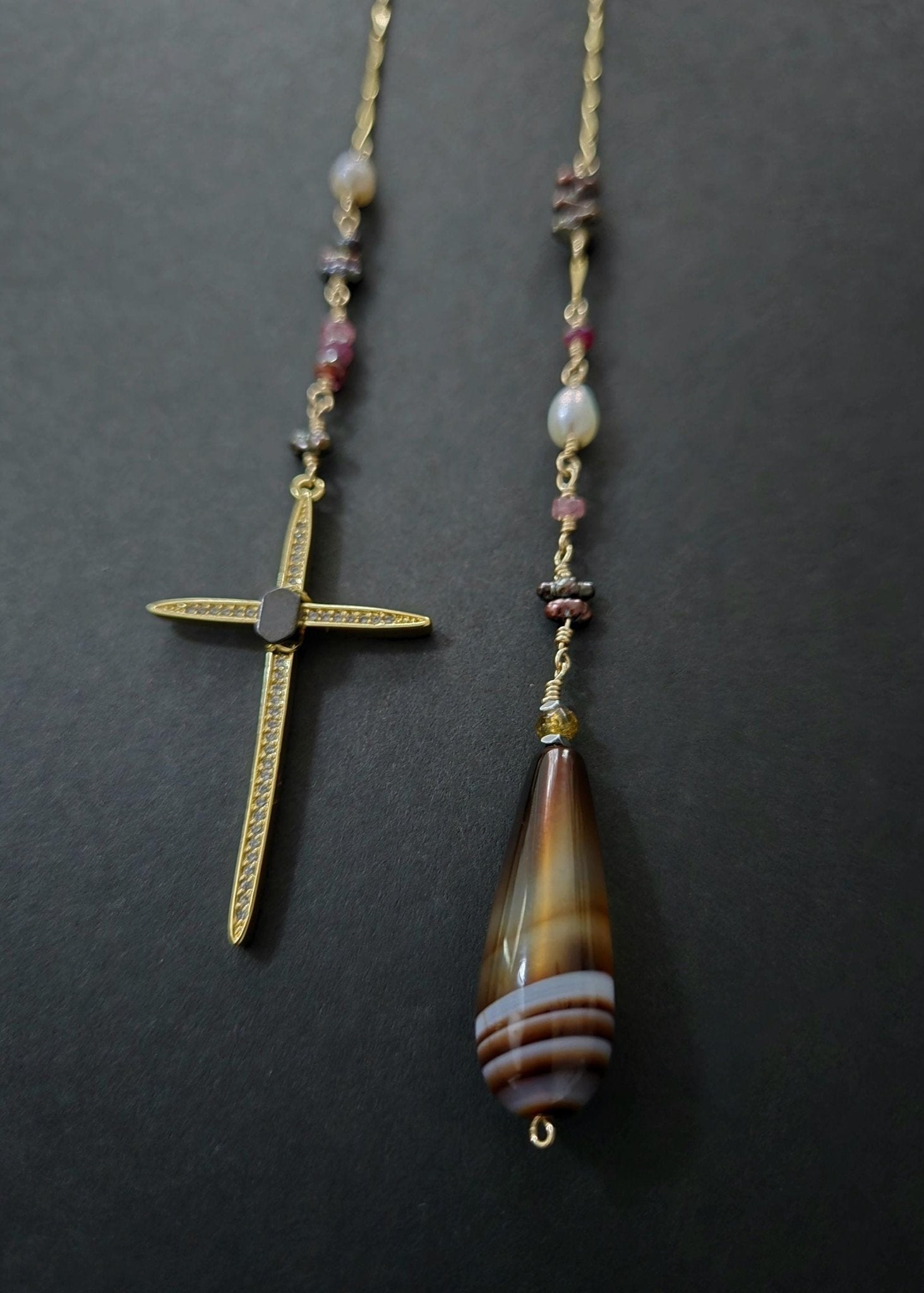 Sacred Vision | Tibetan Agate & Pearl Open Strand - UnicU Jewelry by Izabela Roginski