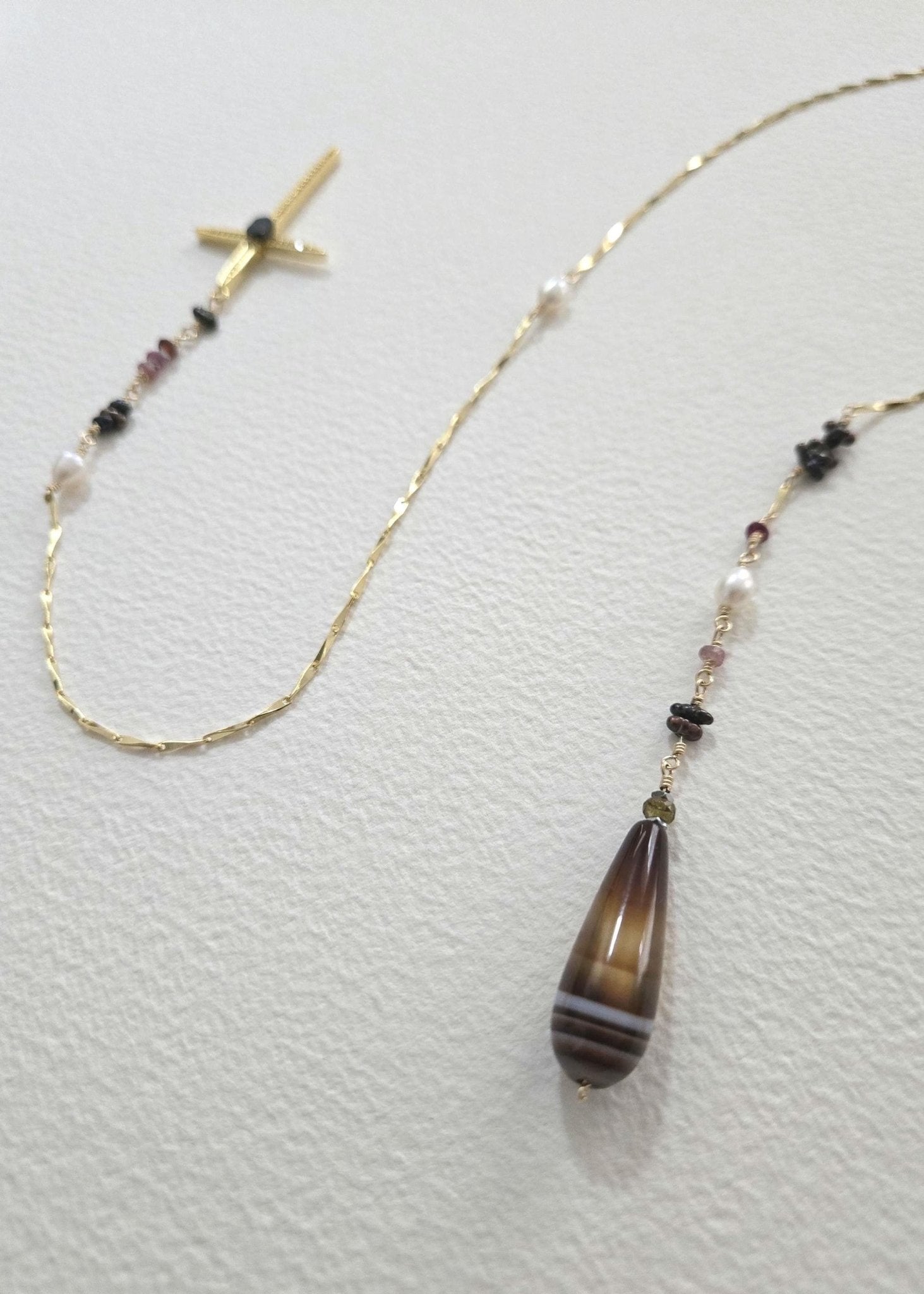 Sacred Vision | Tibetan Agate & Pearl Open Strand - UnicU Jewelry by Izabela Roginski