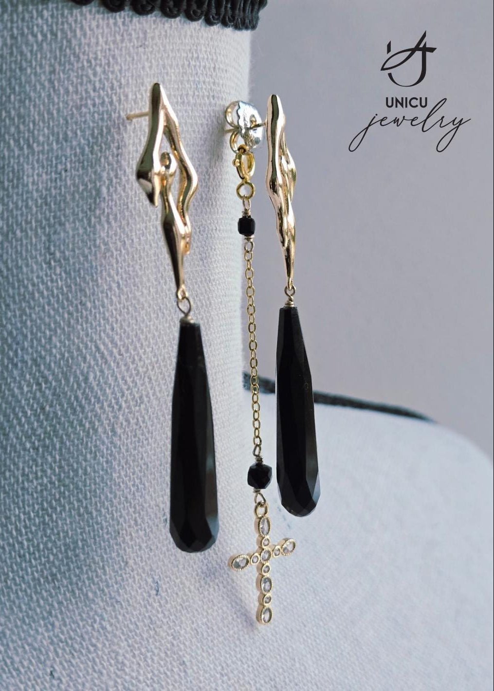 Vinea Transformation Set | Sculpture with Black Onyx & Tourmaline - UnicU Jewelry by Izabela Roginski