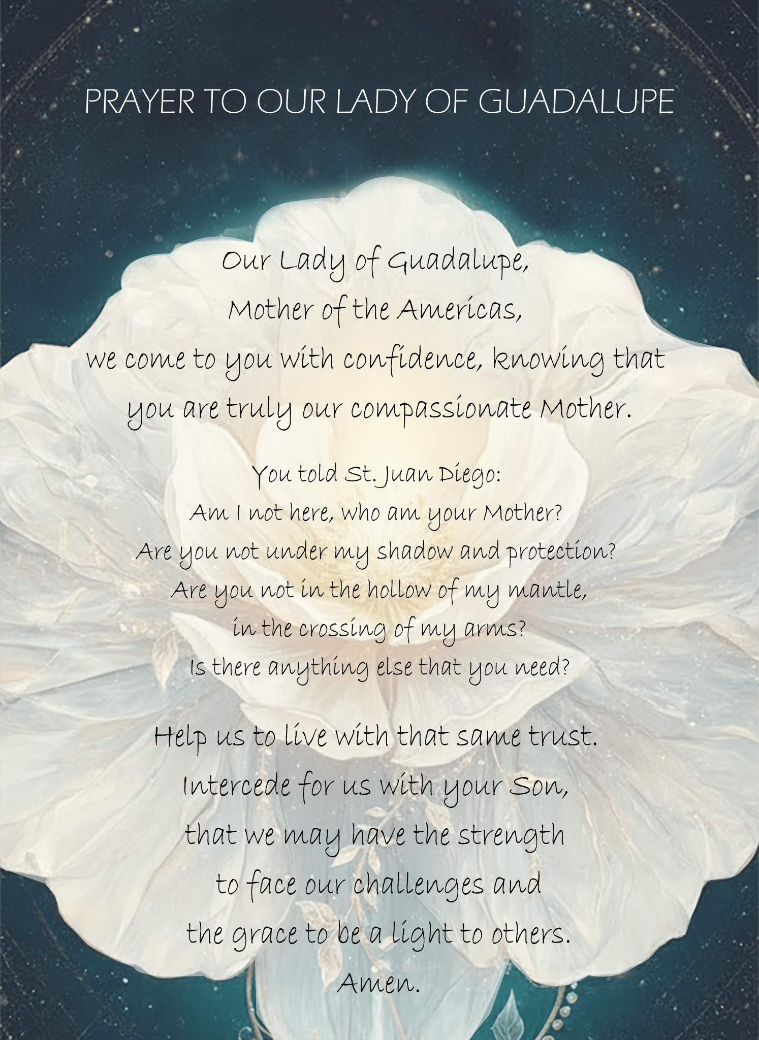 Our Lady of Guadalupe Prayer Card - UnicU Jewelry by Izabela Roginski