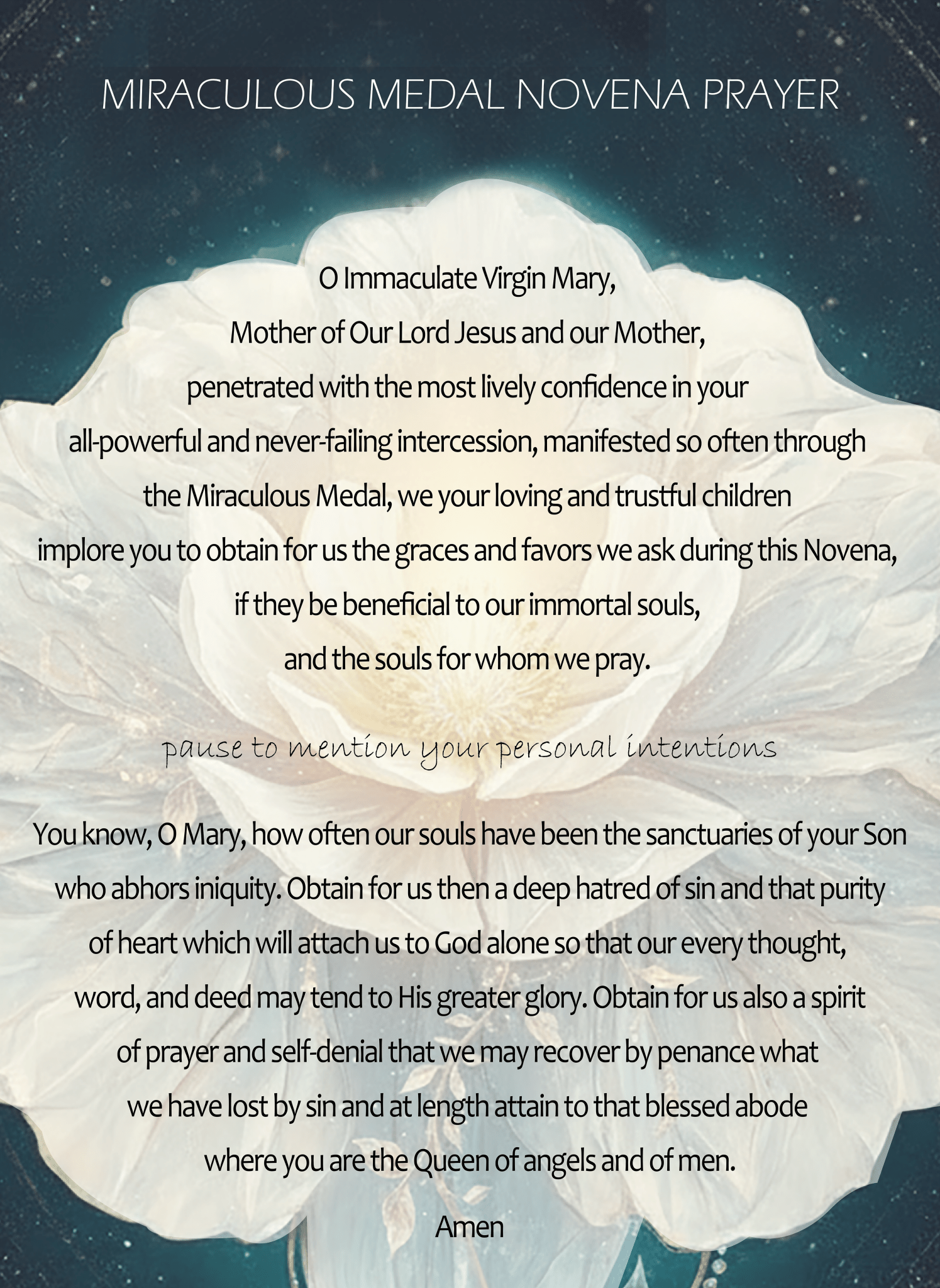 Miraculous Medal Prayer Card - UnicU Jewelry by Izabela Roginski